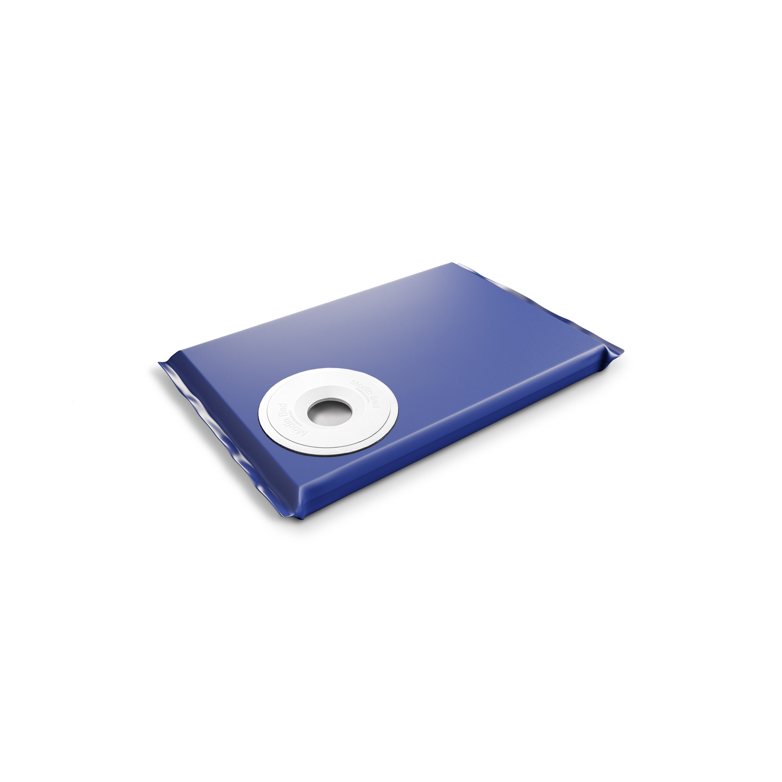 Modin Bed Luna blå hundbädd med skål på höger sida