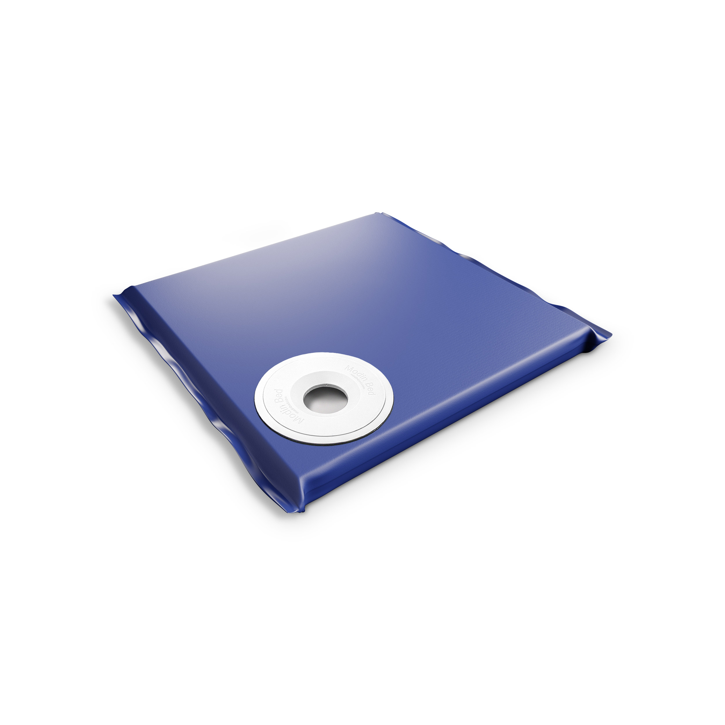 Modin Bed Mars blå hundbädd med skål på höger sida