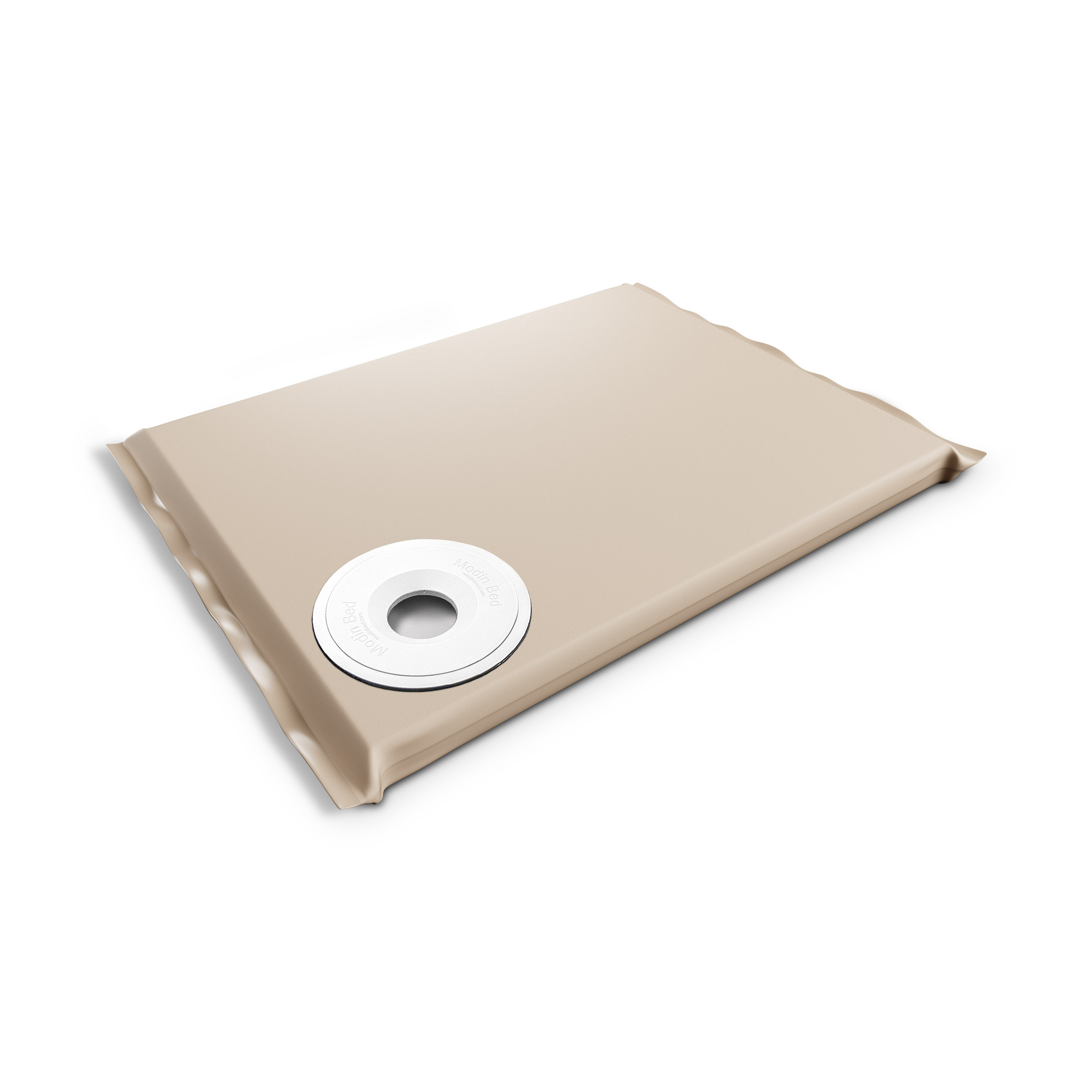 Modin Bed Saturnus beige hundbädd med skål på höger sida