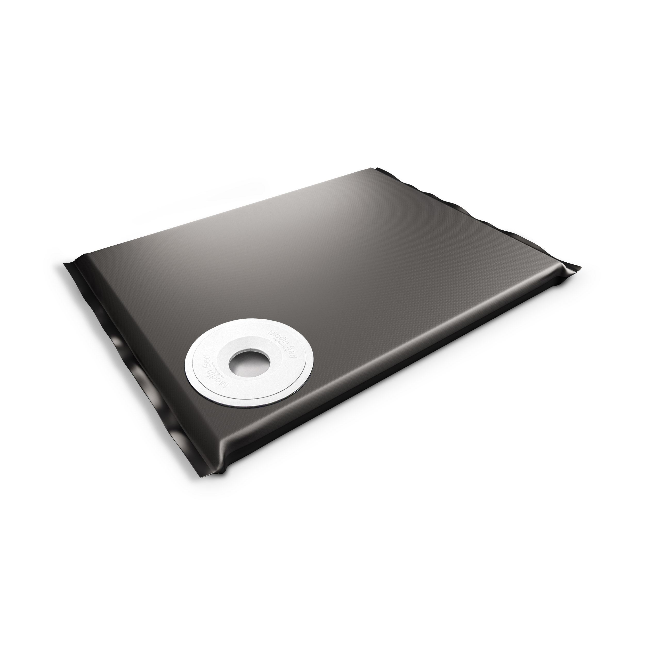 Saturnus svart kraftig hundmadrass 80x60 cm med skål på höger sida