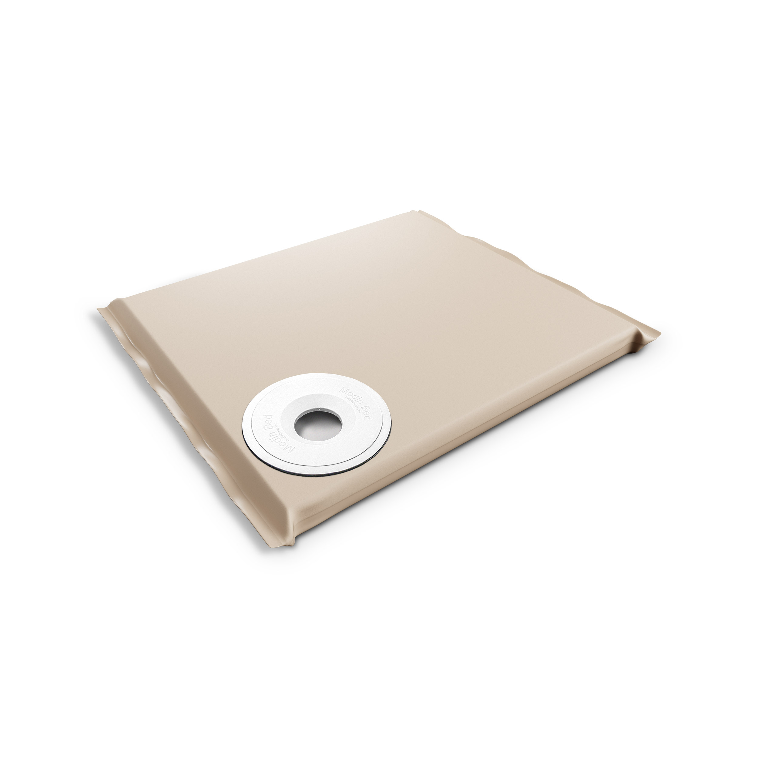 Modin Bed Tellus beige hundbädd med skål på höger sida