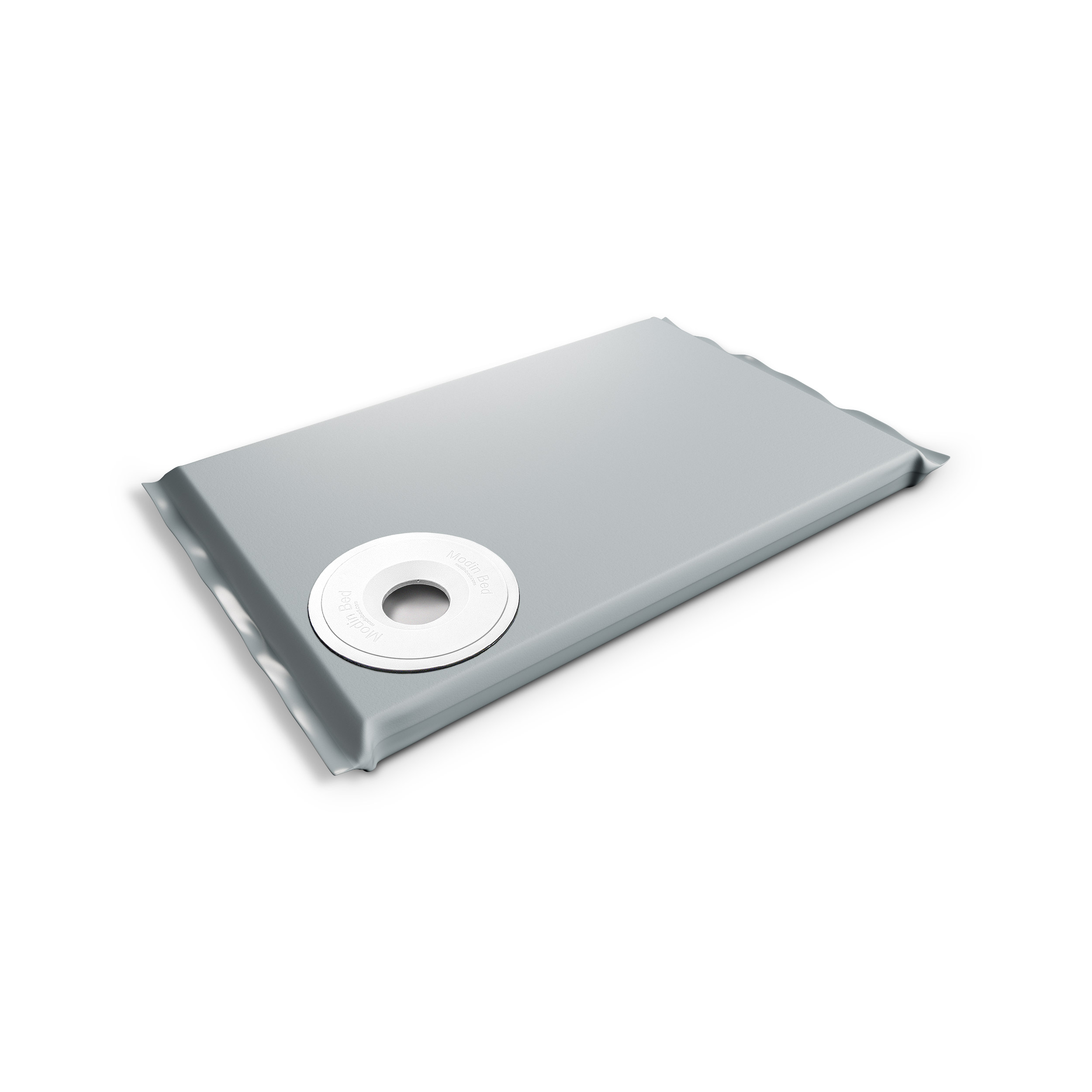 Uranus ljusgrå hundmadrass 77x49 cm med skål på höger sida